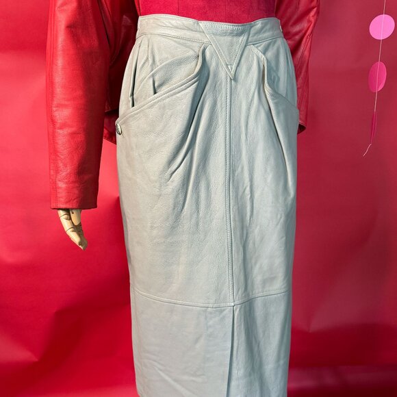 Vintage Saint Mignon Leather Pencil Skirt – 1980s French Design - Picture 3 of 12